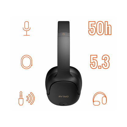 Slušalke brezžične Manta naglavne BT RYTMO ELEGANCE črne ANC Bluetooth (SLU-MAN-RYT-HDP1001BK)