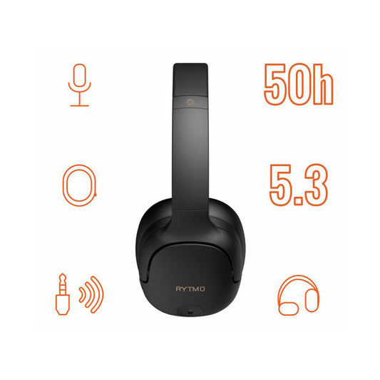 Slušalke brezžične Manta naglavne BT RYTMO ELEGANCE črne ANC Bluetooth (SLU-MAN-RYT-HDP1001BK)