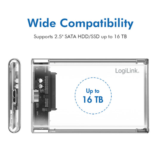 Ohišje za trdi disk 2,5 USB-A 3.0 Logilink prozorno brezvijačno (UA0409)