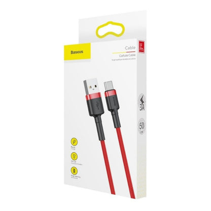 Kabel USB-C => USB-A 2.0 tekstil ovoj 1,00m 3A Baseus Cafule - rdeč (CATKLF-B09)