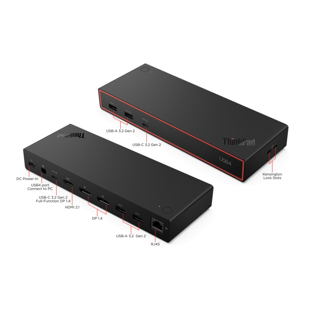 Priklopna postaja USB-C => Lenovo ThinkPad USB4 Dock 5000 1xHDMI 2.1 2xDisplayPort 1.4 USB 2xUSB-C 100W 1xLAN (40BF0100EU)