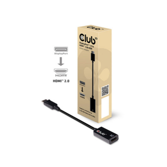 Adapter DisplayPort 1.4 (m) => HDMI (ž) 4K@60Hz (2.0b HDMI) Club 3D CAC-1080 aktivni