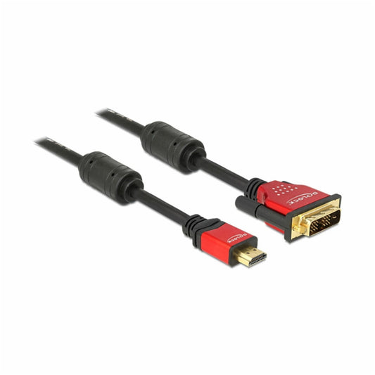 Kabel HDMI(m)=>DVI Digital(18+1)(m) 5,00m pozlačeni kontakti črn Delock (84344)
