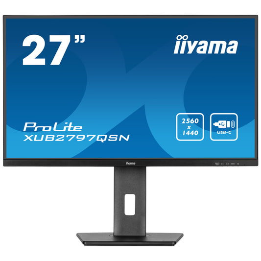 Monitor Iiyama 68,6 cm (27,0") XUB2797QSN-B2 2560x1440 100Hz IPS 1ms HDMI DisplayPort USB-C 65W DP-Out 4xUSB3.2 Pivot Zvočniki  sRGB99% RJ45 ProLite
