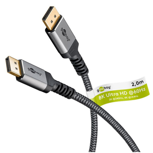 Kabel DisplayPort(m)=>DisplayPort(m) v1.4 2,00m 8K/60Hz pozlačeni konektorji črn Goobay (65265)