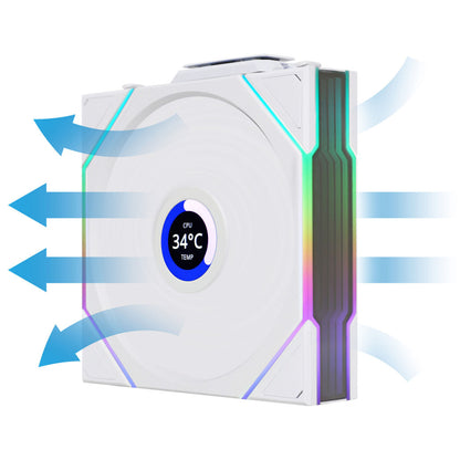 Ventilator Lian-Li UNI FAN TL Wireless LCD 120mm bela ARGB (Reverse Blade 3 pack + kontroler)