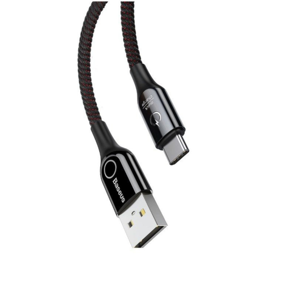 Kabel USB-C => USB-A 2.0 tekstil ovoj 1,00m 5V/3A QC3 LED indikator polnjenja Baseus črn(CATCD-01)