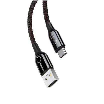 Kabel USB-C => USB-A 2.0 tekstil ovoj 1,00m 5V/3A QC3 LED indikator polnjenja Baseus črn(CATCD-01)