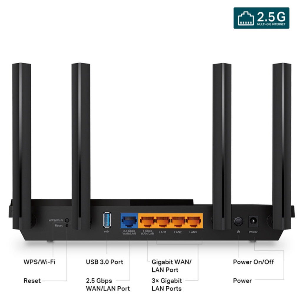 Usmerjevalnik TP-Link WiFi 6 AX3000 2402Mbit/s 3xLAN+2xWAN 4x antena (Archer AX55 Pro)