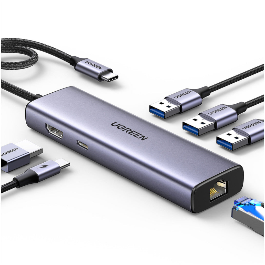 Priklopna postaja USB-C => Ugreen 15598 HDMI 3xUSB USB-C 100W 1xRJ45 - (15598)