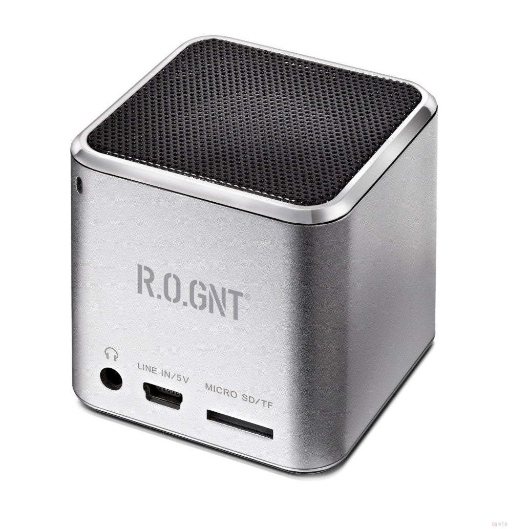 Predvajalnik USB z zvočniki R.O.GNT 0603 FM-Radio, MicroSD, USB, AUX vhod - srebrn