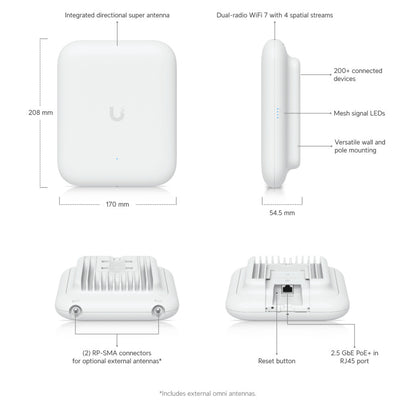 Usmerjevalnik brezžični Ubiquiti UniFi WiFi7 802.11be PoE+ 1xLAN (U7-OUTDOOR)