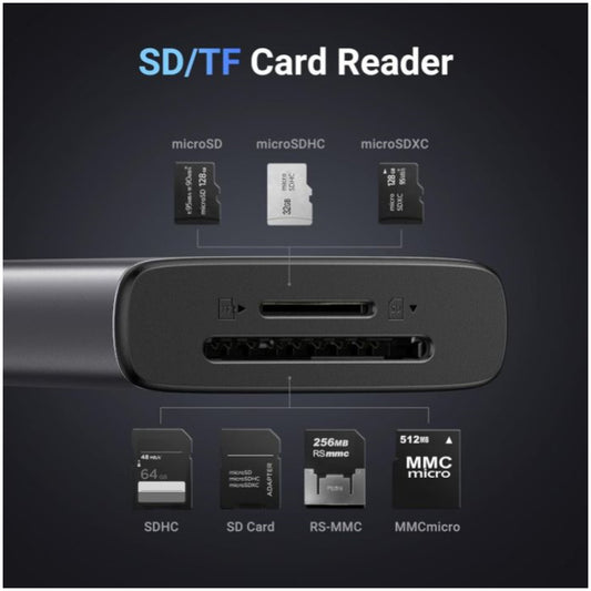 Priklopna postaja USB-C => Ugreen 1xHDMI 2xUSB3.0 USB-C 100W čitalec kartic SD/microSD/TF (15531)