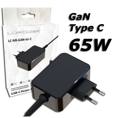 Napajalnik za prenosnik univerzalni 65W LC Power USB-C (LC-NB-GAN-65-C)