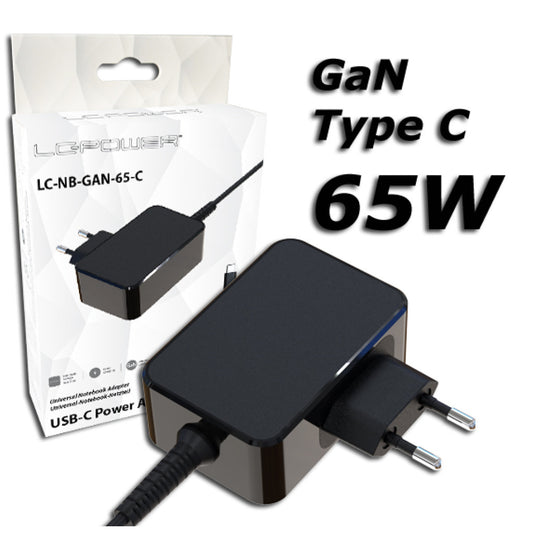 Napajalnik za prenosnik univerzalni 65W LC Power USB-C (LC-NB-GAN-65-C)