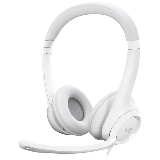 Slušalke žične Logitech naglavne z mikrofonom USB H390 bele (981-001286)