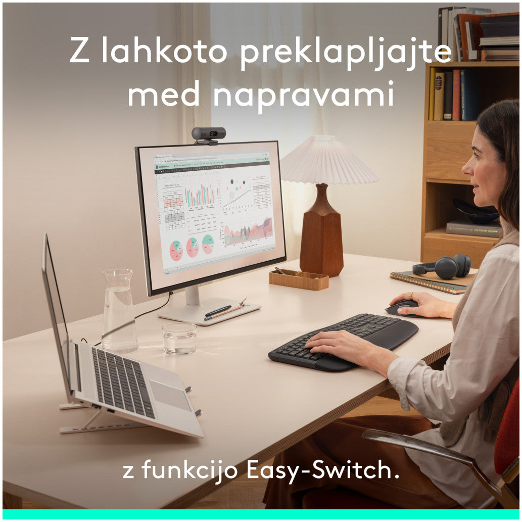 Tipkovnica in miš Logitech brezžična + Bluetooth MK880 Signature Comfort Plus grafitna Slovenski nabor znakov (920-014161)