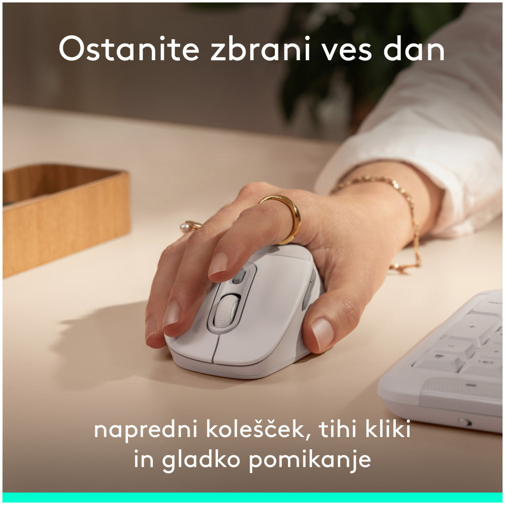 Tipkovnica in miš Logitech brezžična + Bluetooth MK880 Signature Comfort Plus bela SLO gravura (920-014033)