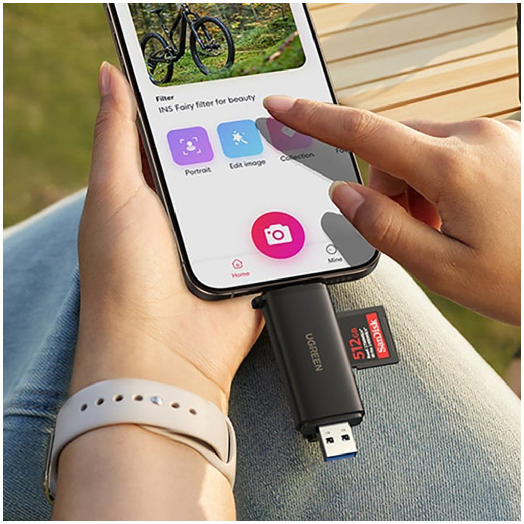 Zunanji čitalec kartic USB-C/A SD microSD Ugreen črn