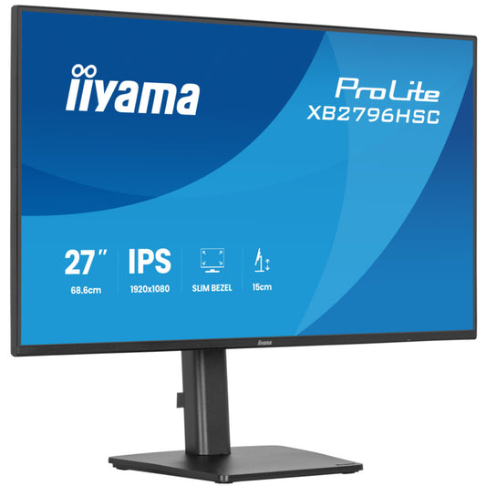 Monitor Iiyama 68,6 cm (27") XB2796HSC-B1 1920x1080 144Hz IPS 3ms VGA HDMI 2xUSB-C 65W USB3.2 USB-C-Out Pivot Zvočniki  sRGB96% ProLite
