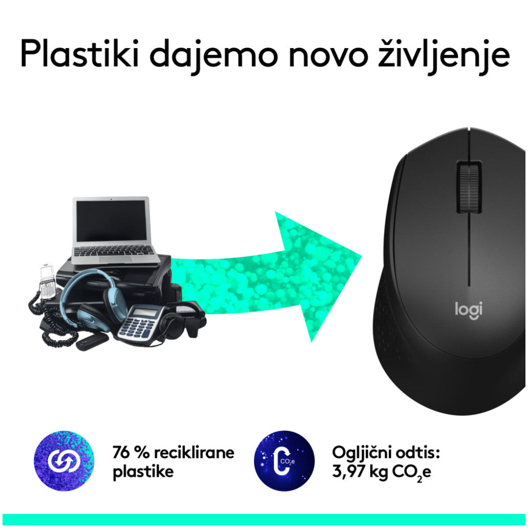 Miš Logitech brezžična optična M330 črna silent plus (910-004909)