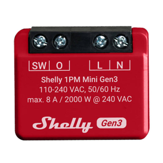 Pametna hiša - Shelly 1PM Mini Gen 3 WiFi, BT enojno stikalo z merilcem porabe (max 8A)