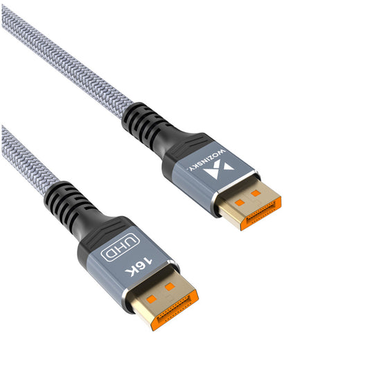 Kabel DisplayPort (m) => DisplayPort (m) 2,0m 2.1 80Gbs 16K@60Hz 8K@120Hz 4K@240Hz HDR HDCP DSC črn Wozinsky (WPS-16AYL2S)