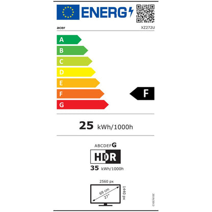 Monitor Acer 68,6 cm (27,0")  XZ272UPbmiiphx 2560x1440 Curved Gaming 165Hz VA 4ms 2xHDMI DisplayPort HAS Zvočniki  FreeSync HDR400