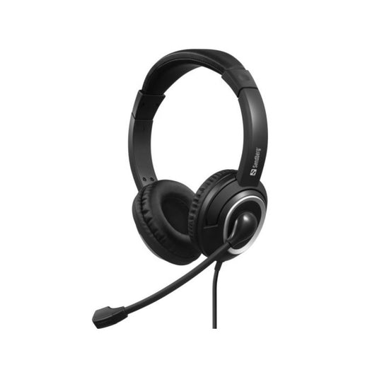 Slušalke žične Sandberg naglavne z mikrofonom USB-C Chat Headset črna kontrolnik na kablu (126-47)