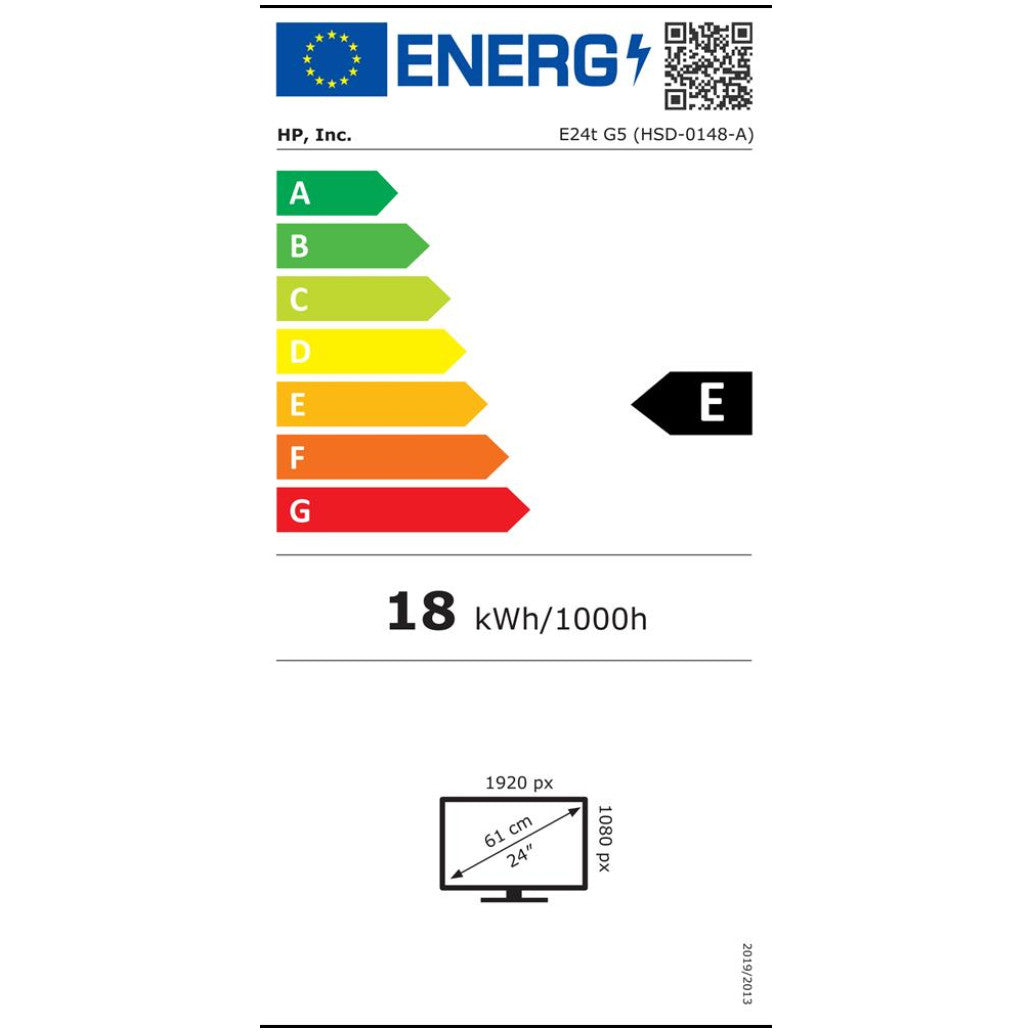 Monitor touch HP 60,5 cm (23,8") E24t-G5 1920x1080 POS 75Hz IPS 5ms HDMI DisplayPort 4xUSB3.2 Pivot  3H sRGB99% M5