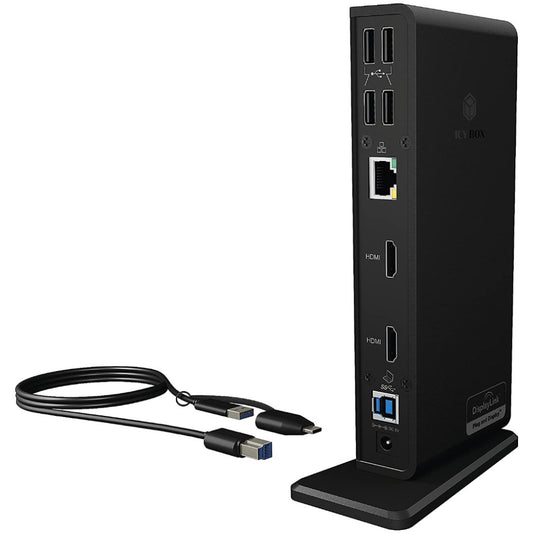 Priklopna postaja USB-C/A => 2x USB 3.0 tip A 4x USB 2.0 tip A 2x HDMI 1x RJ45 1x 3,5mm audio Icybox + napajlnik priložen (IB-DK2251AC)