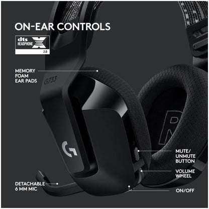 Slušalke gaming Logitech brezžične G733 Lightspeed 2,4Hz - črne (981-000864)