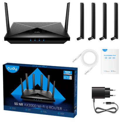 Usmerjevalnik brezžični Cudy P5 5G WiFi6 802.11ax AX3000 2402Mbit/s 5G 4xLAN 4x antena (P5_EU)