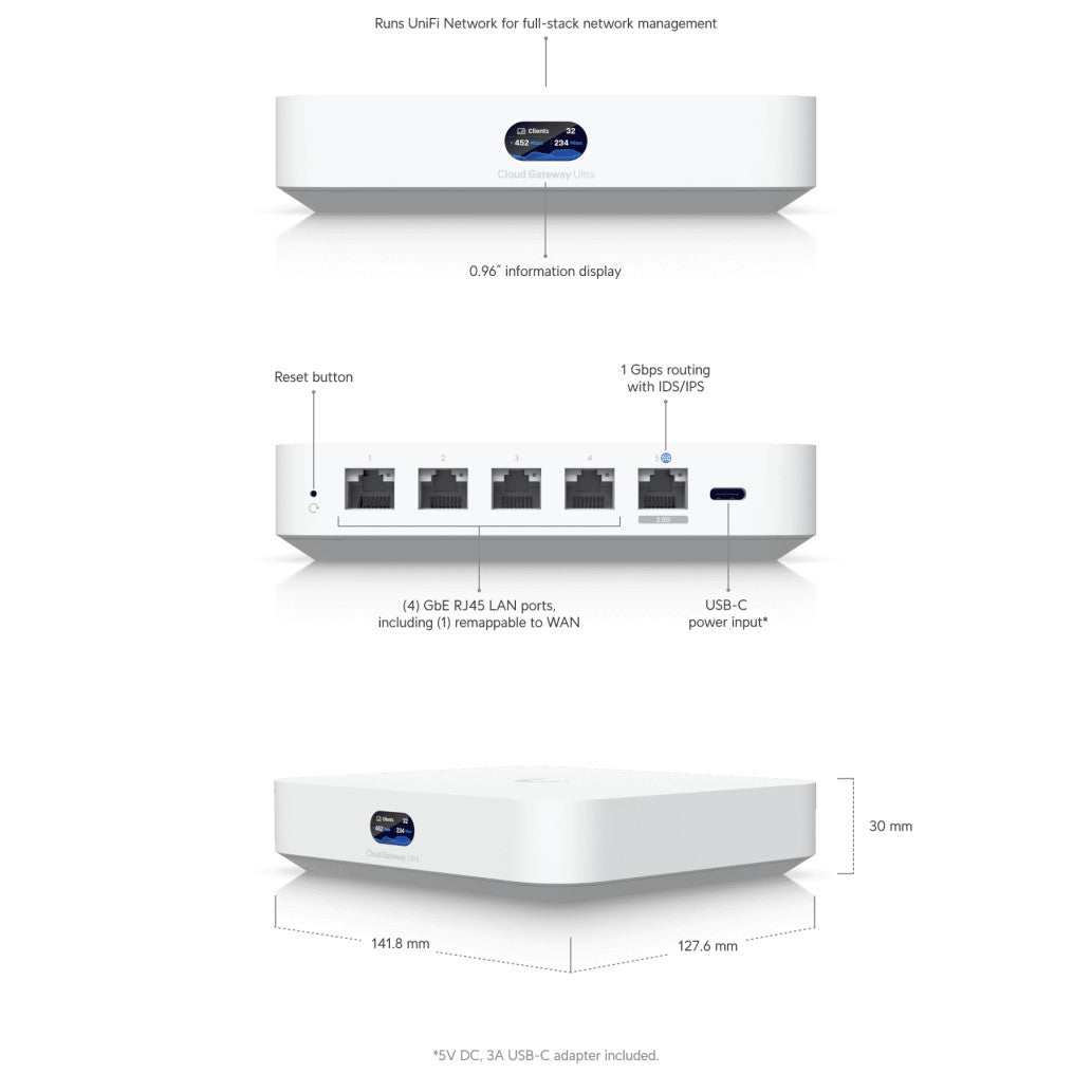 Usmerjevalnik žični Ubiquiti Cloud 4xLAN+WAN (UCG-ULTRA-EU)