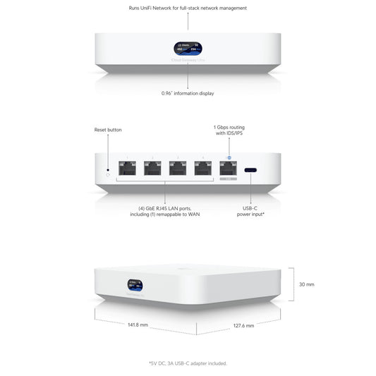 Usmerjevalnik žični Ubiquiti Cloud 4xLAN+WAN (UCG-ULTRA-EU)