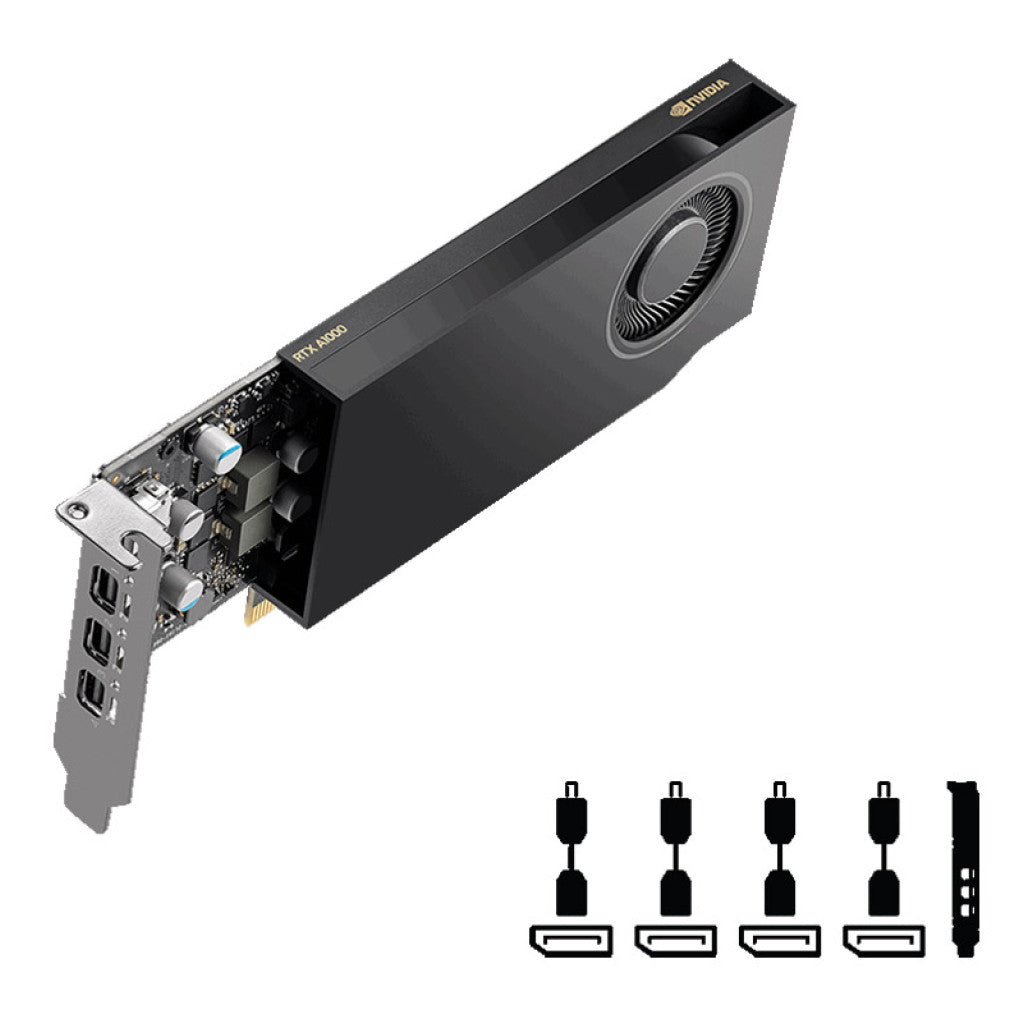 Grafična kartica RTX A400 PNY Low profile - 4GB GDDR6  | 4xmDisplayport 1.4a (priloženi adapterji) (VCNRTXA400-PB)