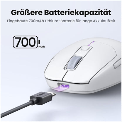 Miš brezžična + Bluetooth USB-C Ugreen UGRTI-15629 5000DPI 700mAh vgrajena baterija 5 gumbov bela (15629)