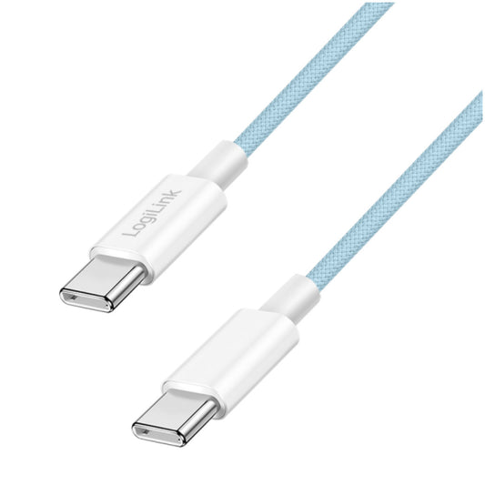 Kabel USB-C (m) => USB-C (m) 2.0 najlon ovoj 0,50m 60W 3A/20V 480Mbps PD3 moder LogiLink (CU0349)