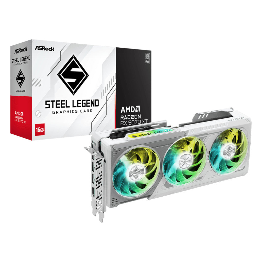 Grafična kartica AMD RX9070 XT Asrock Steel Legend bela - 16GB GDDR6  | 1xHDMI 2.1b 3xDisplayport 2.1a (RX9070XT SL 16G)