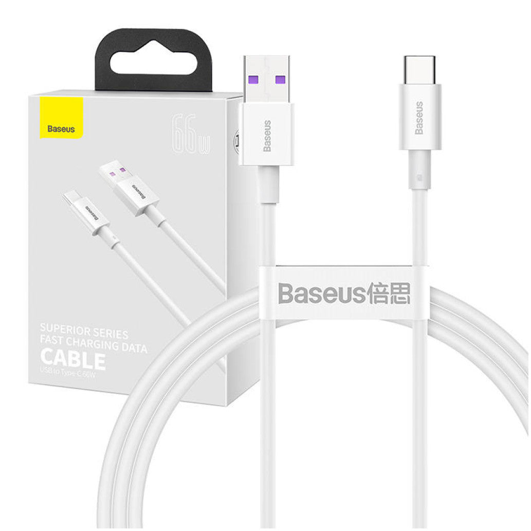 Kabel USB-C => USB-A 2.0 tekstil ovoj 1,00m 11V/6A 66W QC3 Superior Series Baseus bel (CATYS-02)