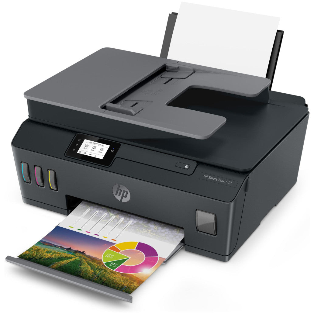 Tiskalnik multifunkcijski brizgalni barvni HP Smart Tank 530 A4 enostransko skeniranje USB WiFi 20ppm Cashback 1.8.2025-31.10.2026 – 20€ (4SB24A#A82)