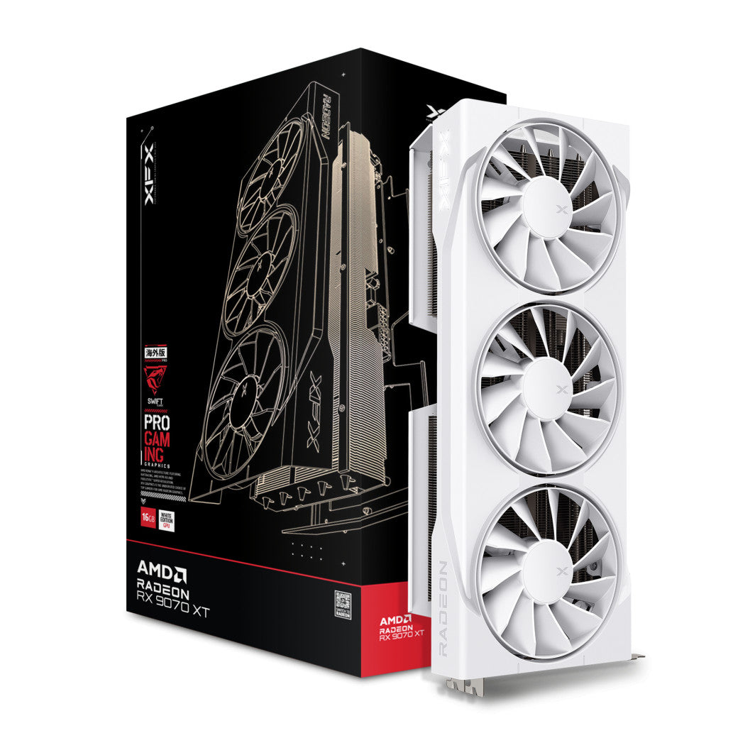 Grafična kartica AMD RX9070 XT XFX Swift bela - 16GB GDDR6  | 1xHDMI 2.1 3xDisplayport 2.1 (RX-97TSWF3W9)