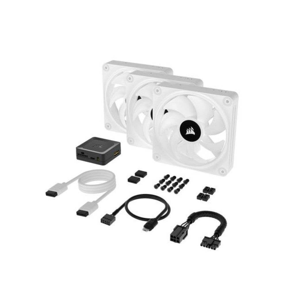 Ventilator Corsair iCUE LINK QX120 120mm bela RGB (3-pack )