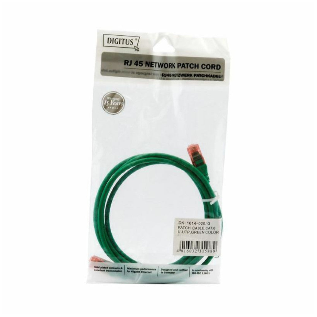 KABEL PATCH UTP Cat 6 0,5m RJ45 Digitus zelen (DK-1617-005/G)