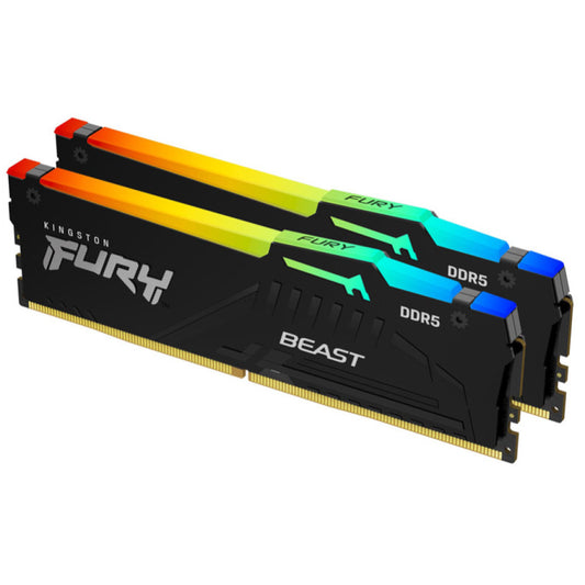 DDR5 32GB 5600MHz CL36 KIT (2x16GB) Kingston RGB Fury Beast XMP3.0 1,25V Gaming črna (KF556C36BBEAK2-32)