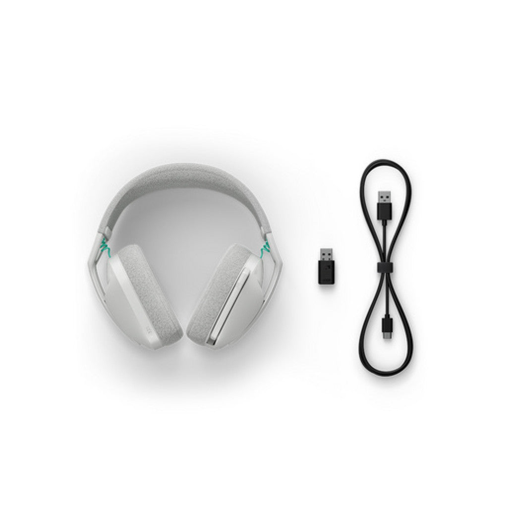 Slušalke brezžične Logitech naglavne z mikrofonom BT/ USB Lightspeed G321 bele USB-C polnjenje Gaming (981-001569)