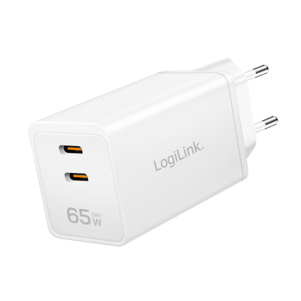Hišni polnilec 100-240V => 2xUSB-C 65W QC4.0 PD3.0 LogiLink (PA0367)