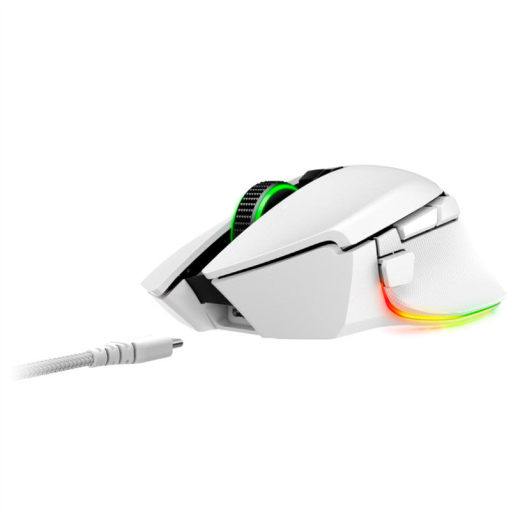Miš Razer brezžična + Bluetooth Basilisk V3 Pro optična gaming 30000DPI RGB bela (RZ01-04620200-R3G1)