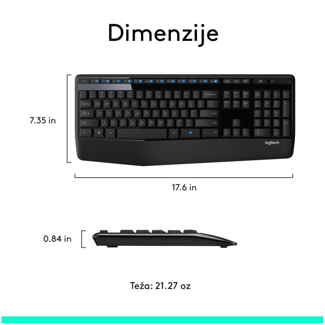 Tipkovnica  +MIŠ Logitech Brezžična Desktop MK345 Combo, SLO gravura (920-006489)