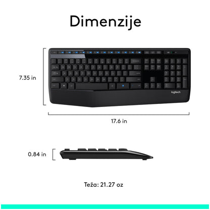 Tipkovnica  +MIŠ Logitech Brezžična Desktop MK345 Combo, SLO gravura (920-006489)